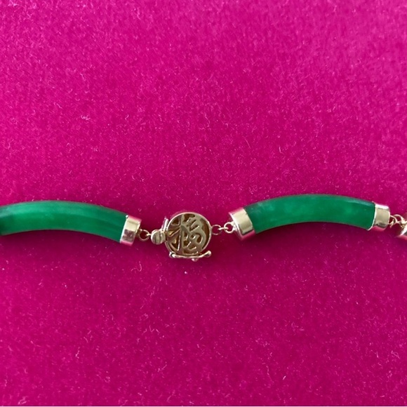 Genuine Green Jade Bar Necklace 14k Gold | Excellent Condition New No Tags - Picture 10 of 12
